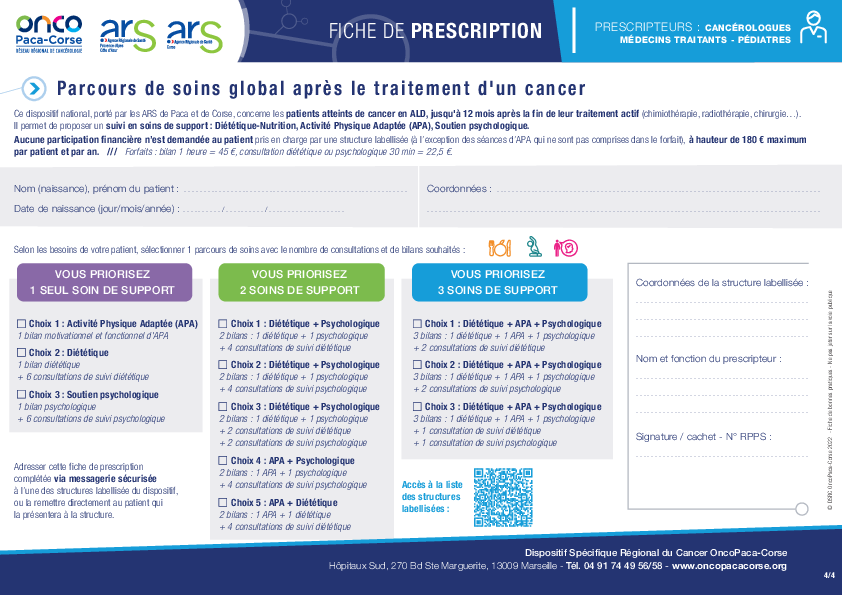 Fiche De Prescription En Version Détaillée Parcours De Soins Global Après Le Traitement Dun 4834